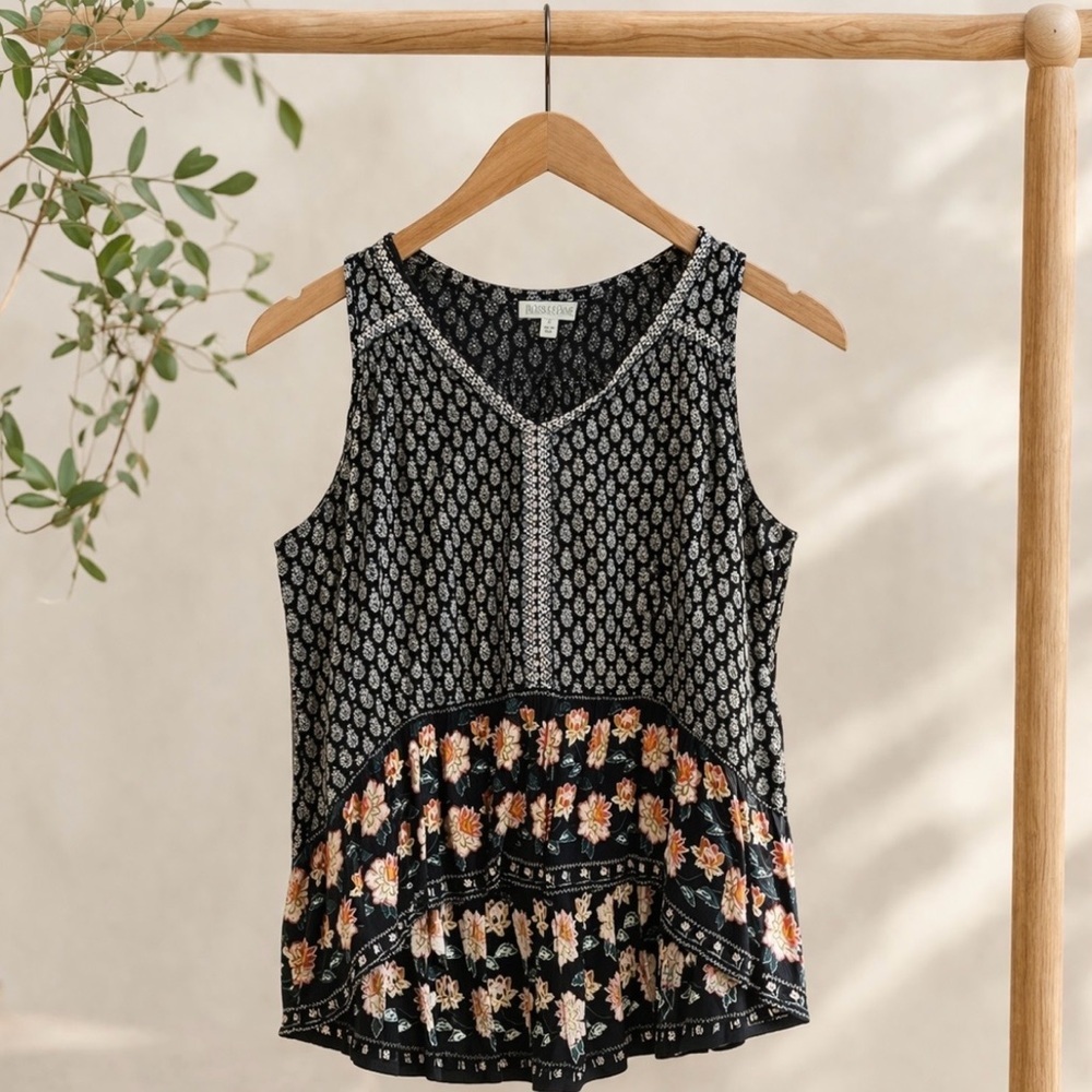 Patrons of Peace Boho Cottagecore Swing Tank Top Medium Medallion Gypsy Peasant